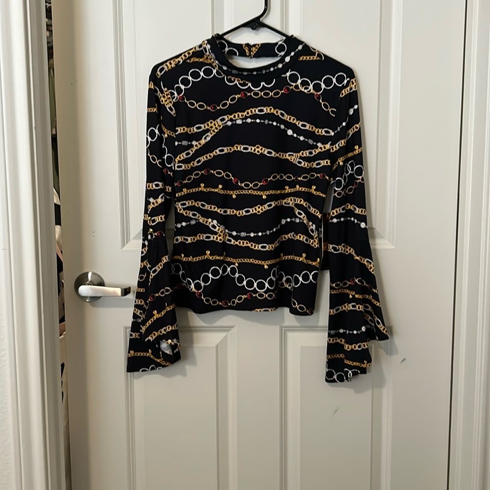 Long Sleeve Bell Sleeve Blouse